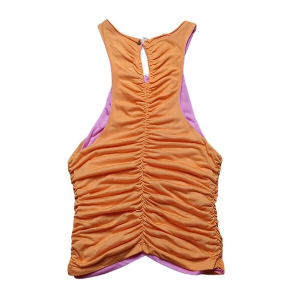 NWT PILCRO ANTHROPOLOGIE Ruched Reversible Tank In Pink/Orange, Medium, $68 - Picture 5 of 12